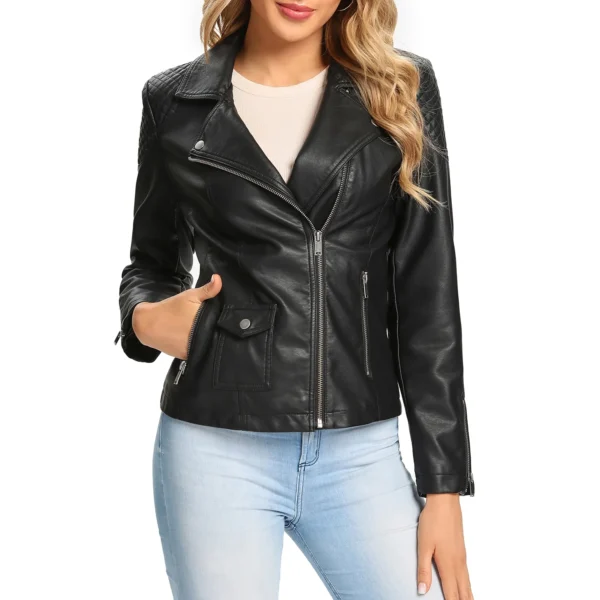 Slizz Womens Faux Leather Jacket